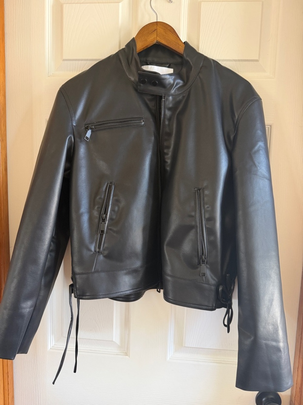 Rebecca Minkoff Black Faux Leather Bomber Jacket size M